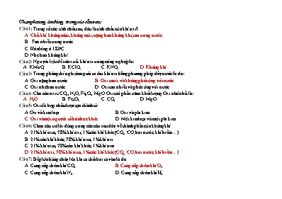 40 câu hỏi trắc nghiệm môn Hóa học 8 - Học kì II